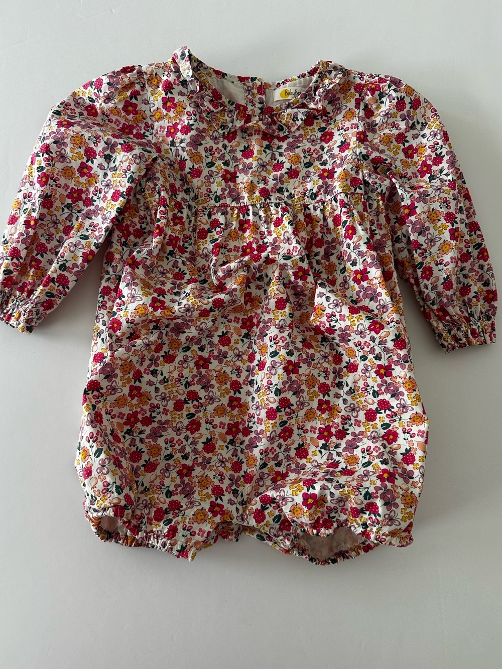 Baby Boden Girls' Long Sleeve Floral Romper 12-18 Months Pink 100% Cotton